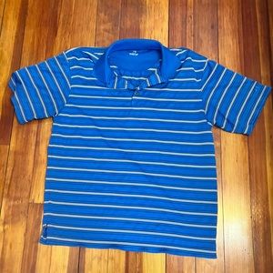 Mens blue striped golf shirt